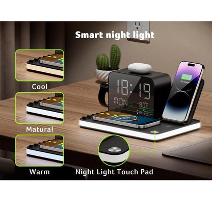 7 in 1 Wireless Charging Station with LED Night Light (Black)