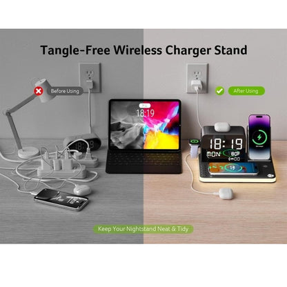 7 in 1 Wireless Charging Station with LED Night Light (Black)