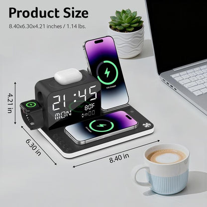 7 in 1 Wireless Charging Station with LED Night Light (Black)