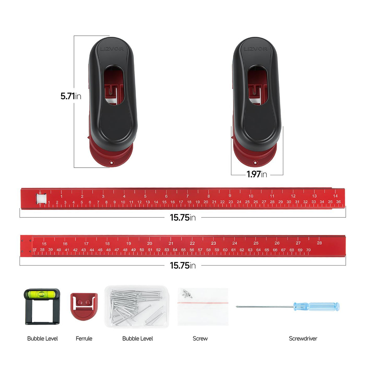Quick Level Picture Hanger dimensions and what's included