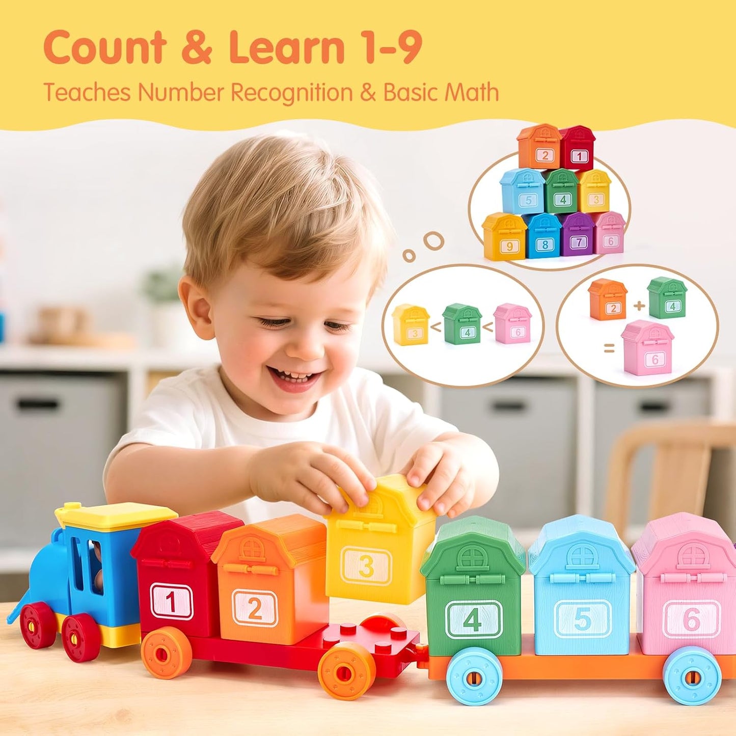 Counting Matching & Sorting Activity Montessori Train Set