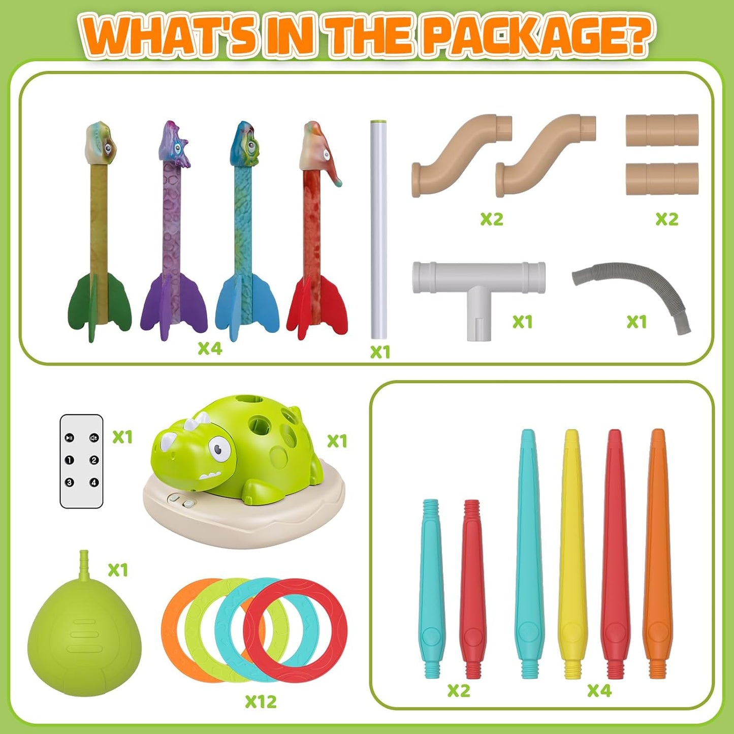 3 in 1 Dinosaur Musical Jumping, Ring Toss and Rocket Launcher, Kids Toy