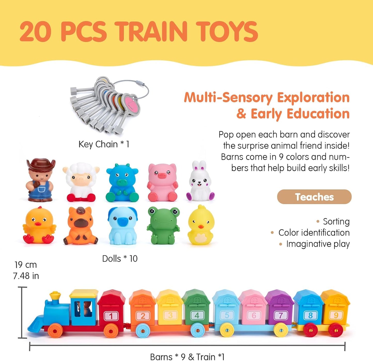 Counting Matching & Sorting Activity Montessori Train Set