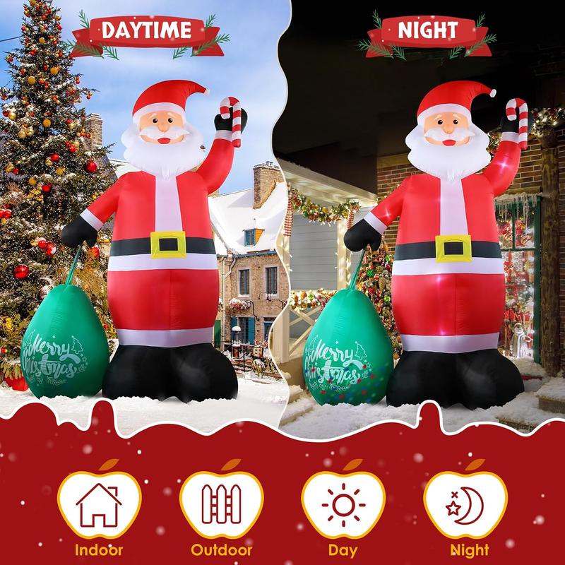 Inflatable Santa by day and lit up at night