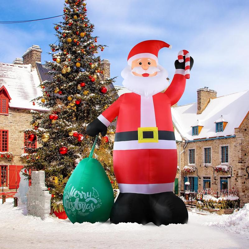 MegaClaus 14ft inflatable Santa in a snowy yard