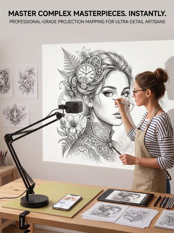 Projecting a detailed portrait onto a wall canvas