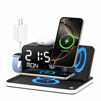 7 in 1 Wireless Charging Station with LED Night Light (Black)
