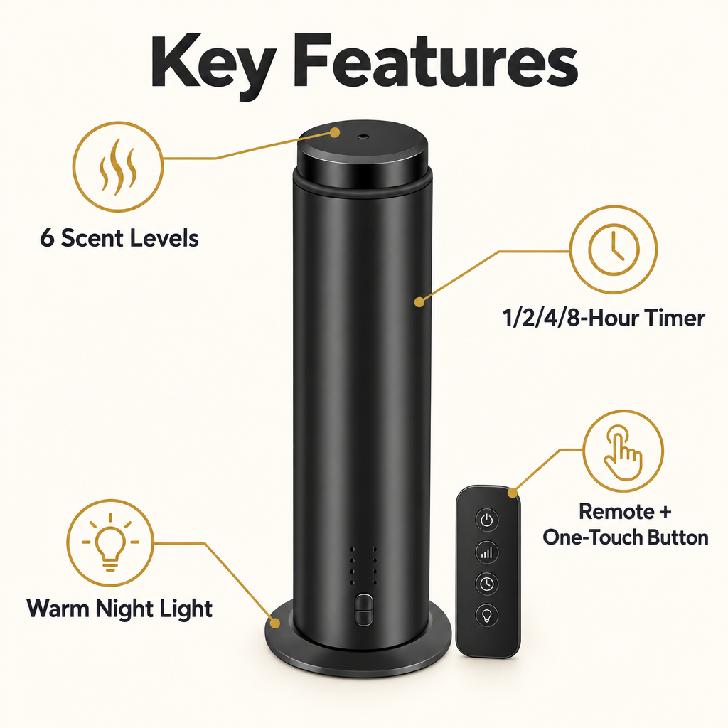 LuxeMist Waterless Scent Diffuser - Key features