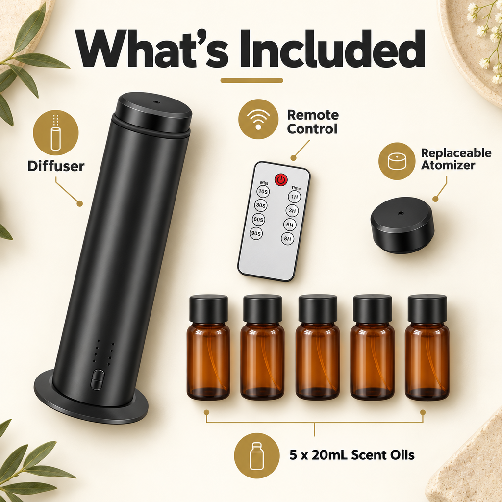 LuxeMist Waterless Scent Diffuser - What's included