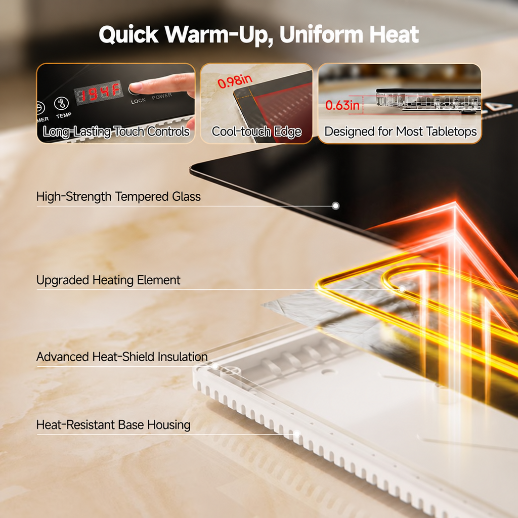 47" Glass Food Warming Tray